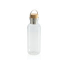 GRS rPET Flasche with Bambusdeckel und Griff Farbe: transparent