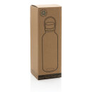 GRS rPET Flasche with Bambusdeckel und Griff Farbe: transparent