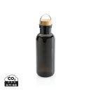 GRS rPET Flasche with Bambusdeckel und Griff Farbe: schwarz