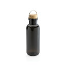 GRS rPET Flasche with Bambusdeckel und Griff Farbe: schwarz