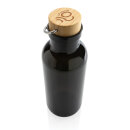 GRS rPET Flasche with Bambusdeckel und Griff Farbe: schwarz