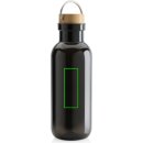 GRS rPET Flasche with Bambusdeckel und Griff Farbe: schwarz