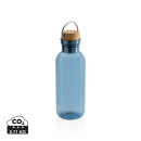 GRS rPET Flasche with Bambusdeckel und Griff Farbe: blau