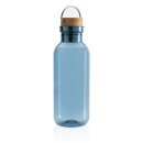 GRS rPET Flasche with Bambusdeckel und Griff Farbe: blau