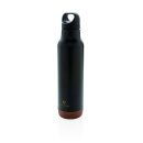 Auslaufsichere Vakuum-Flasche mit Kork Farbe: schwarz