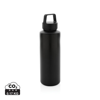 Wasserflasche mit Henkel aus RCS rPP Farbe: schwarz