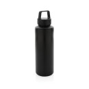 Wasserflasche mit Henkel aus RCS rPP Farbe: schwarz