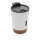 GRS rPP Edelstahl-Kaffeebecher mit Kork Farbe: weiß