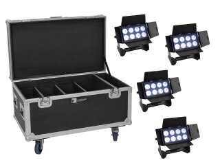 EUROLITE Set 4x Multiflood IP 8x10W RGBW Wash + Case