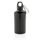 Aluminium Sportflasche mit Karabiner Farbe: schwarz