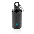 Aluminium Sportflasche mit Karabiner Farbe: schwarz