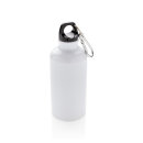 Aluminium Sportflasche mit Karabiner Farbe: weiß