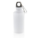 Aluminium Sportflasche mit Karabiner Farbe: weiß