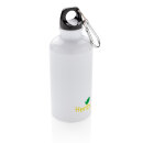 Aluminium Sportflasche mit Karabiner Farbe: weiß