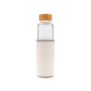 Borosilikat-Glasflasche mit struktriertem PU-Sleeve Farbe: weiß, grau