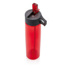 Tritan Trinkflasche mit Strohhalm Farbe: rot, grau