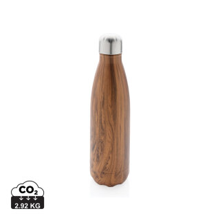 Vakuumisolierte Stainless Steel Flasche mit Holzoptik Farbe: braun