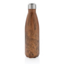 Vakuumisolierte Stainless Steel Flasche mit Holzoptik Farbe: braun