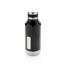 Auslaufsichere Vakuumflasche mit Logoplatte Farbe: schwarz
