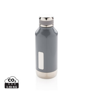Auslaufsichere Vakuumflasche mit Logoplatte Farbe: grau
