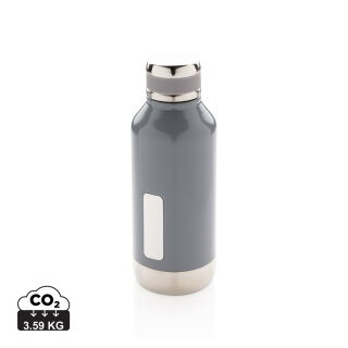 Auslaufsichere Vakuumflasche mit Logoplatte Farbe: grau