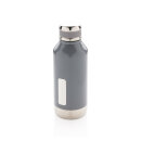 Auslaufsichere Vakuumflasche mit Logoplatte Farbe: grau