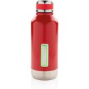 Auslaufsichere Vakuumflasche mit Logoplatte Farbe: rot