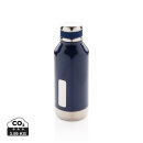 Auslaufsichere Vakuumflasche mit Logoplatte Farbe: blau