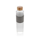 Impact Borosilikat-Glasflasche mit Bambusdeckel Farbe: transparent, grau