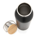 Moderne Stainless-Steel Flasche mit Bambusdeckel Farbe: schwarz