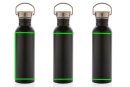 Moderne Stainless-Steel Flasche mit Bambusdeckel Farbe: schwarz