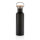 Moderne Stainless-Steel Flasche mit Bambusdeckel Farbe: schwarz