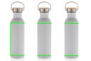 Moderne Stainless-Steel Flasche mit Bambusdeckel Farbe: weiß