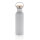 Moderne Stainless-Steel Flasche mit Bambusdeckel Farbe: weiß