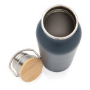 Moderne Stainless-Steel Flasche mit Bambusdeckel Farbe: blau