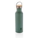 Moderne Stainless-Steel Flasche mit Bambusdeckel Farbe: grün