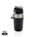 500ml Vakuum StainlessSteel Flasche mit Dual-Deckel-Funktion Farbe: schwarz