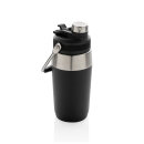 500ml Vakuum StainlessSteel Flasche mit Dual-Deckel-Funktion Farbe: schwarz