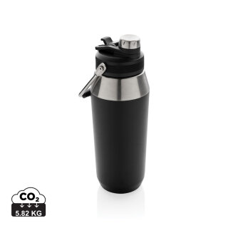 1L Vakuum StainlessSteel Flasche mit Dual-Deckel-Funktion Farbe: schwarz