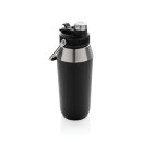 1L Vakuum StainlessSteel Flasche mit Dual-Deckel-Funktion Farbe: schwarz