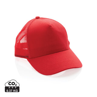 Impact AWARE™ 190gr Brushed rCotton 5 Panel Trucker-Cap Farbe: rot