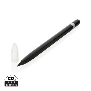 Tintenloser Stift aus Aluminium mit Radiergummi Farbe: schwarz