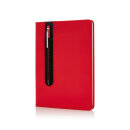 Basic Hardcover PU A5 Notizbuch mit Stylus-Stift Farbe: rot