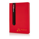 Basic Hardcover PU A5 Notizbuch mit Stylus-Stift Farbe: rot