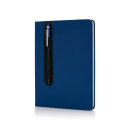 Basic Hardcover PU A5 Notizbuch mit Stylus-Stift Farbe: navy blau