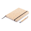 Kork A5 Notizbuch mit Bambus Stift und Stylus Farbe: braun