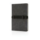 Deluxe Hardcover PU Notizbuch mit Handy- und Stiftehalter Farbe: grau