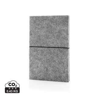 A5-Softcover-Notizbuch aus GRS zertifiert recyceltem Filz Farbe: grau