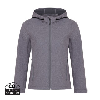 Iqoniq Makalu Damen Softshelljacke aus recyceltem Polyester Farbe: vulcano heather grey