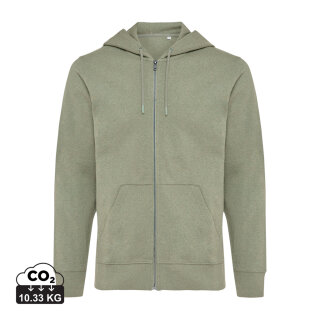 Iqoniq Abisko Zip-Kapuzenpullover aus recycelter Baumwolle Farbe: heather green